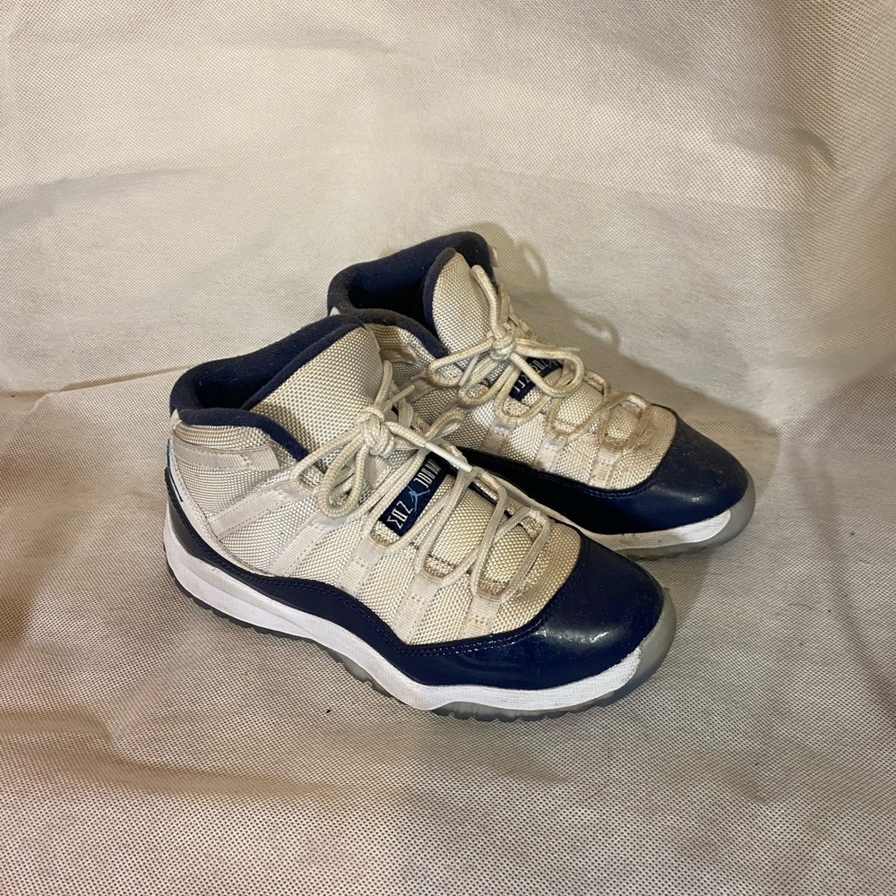 Kids Navy and White Air Jordans